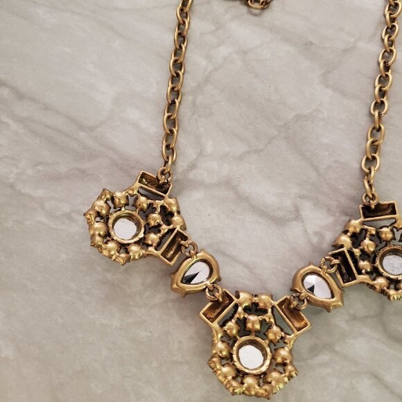 💖 J.Crew Classic Rhinestones Crystal Cluster Antique Statement Necklace 💖 - Picture 13 of 14